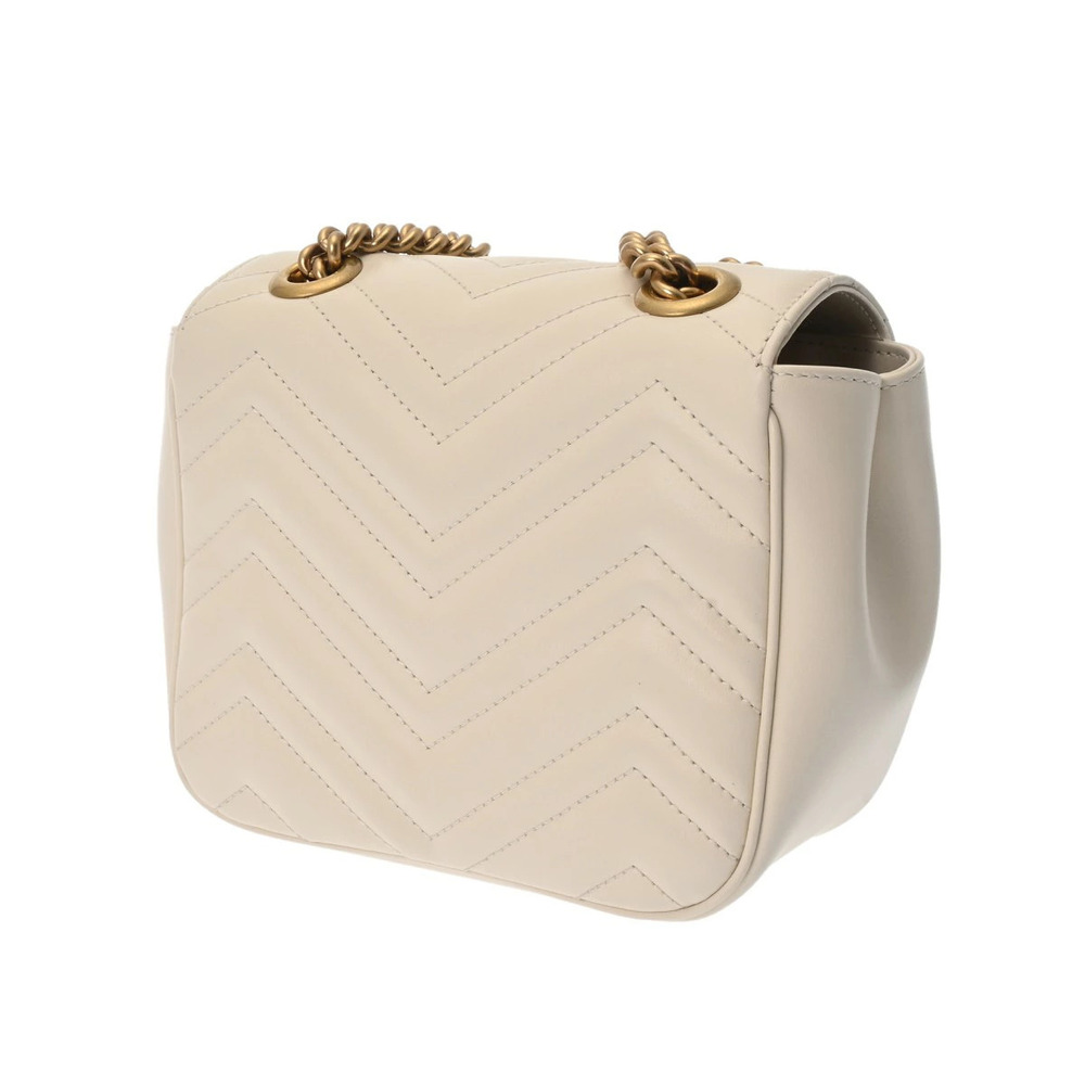Gucci Chain GG Shoulder Bag Marmont Leather White